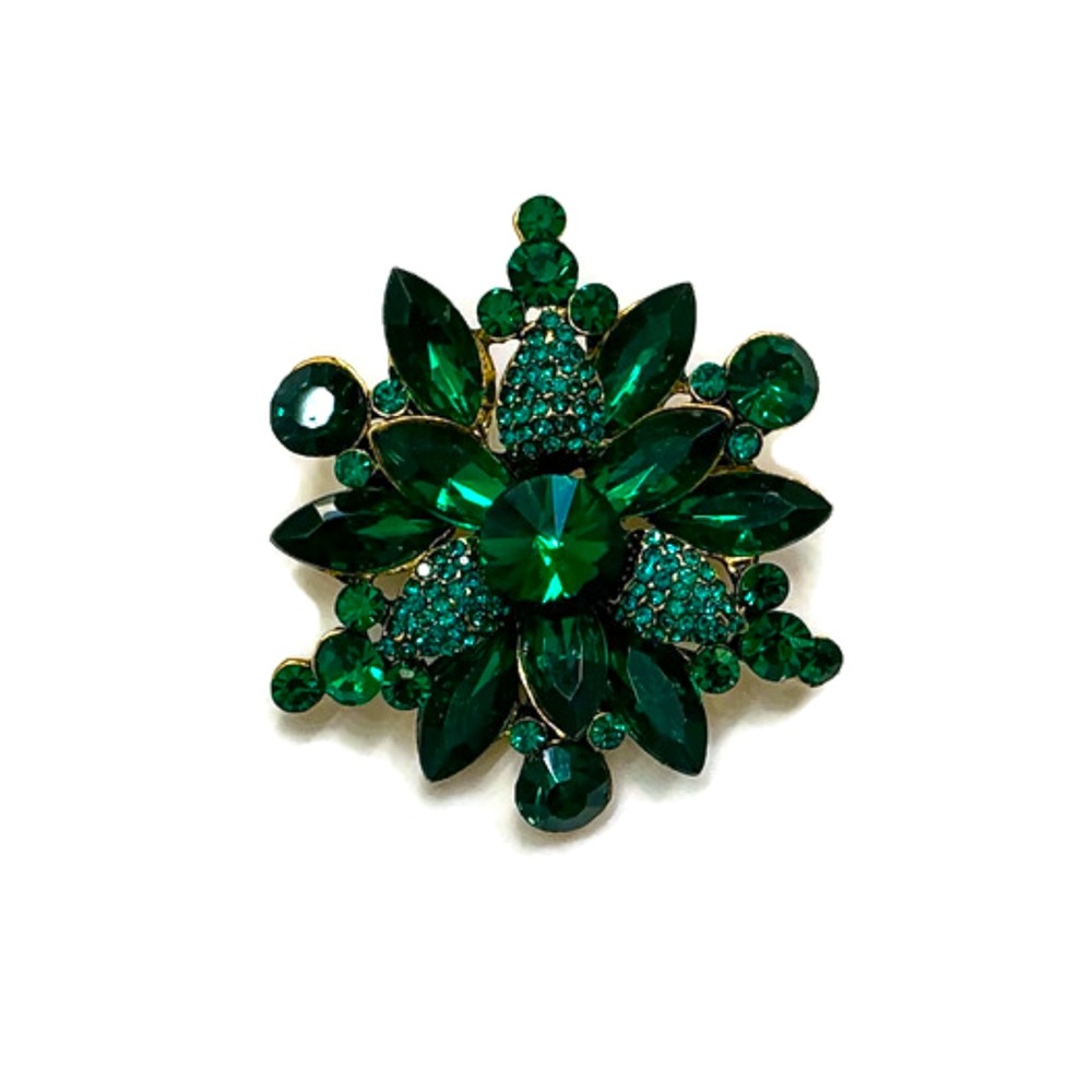 Green Flower/Snowflake Brooch /Pendant - Picture 1 of 6